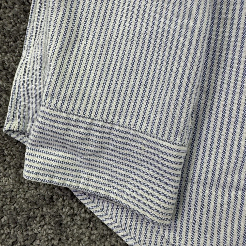 Polo Ralph Lauren Shirt Mens Large Blue Striped Long Sleeve Button Down Classic